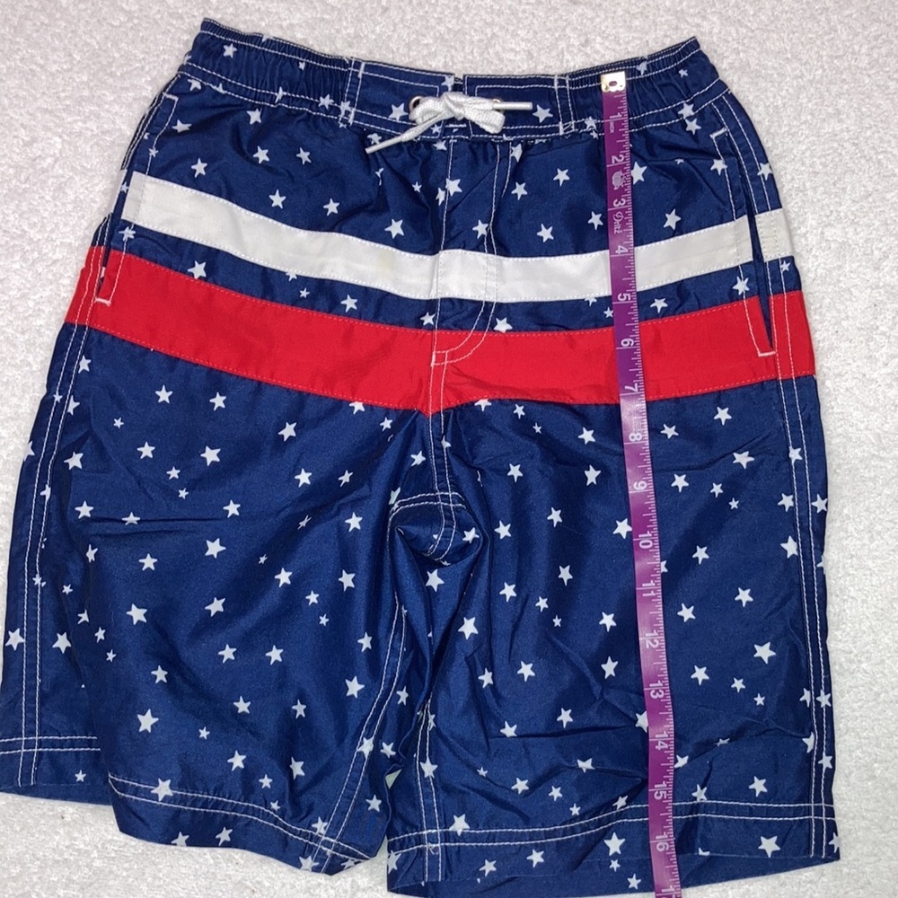 Hanna Andersson swim trunk and tee red white blue stripes and stars size 130 6/7 - Picture 3 of 11